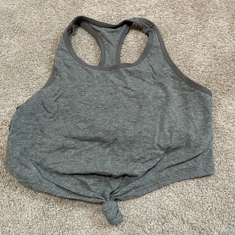 Cropped grey tank top with tie in front AE Med